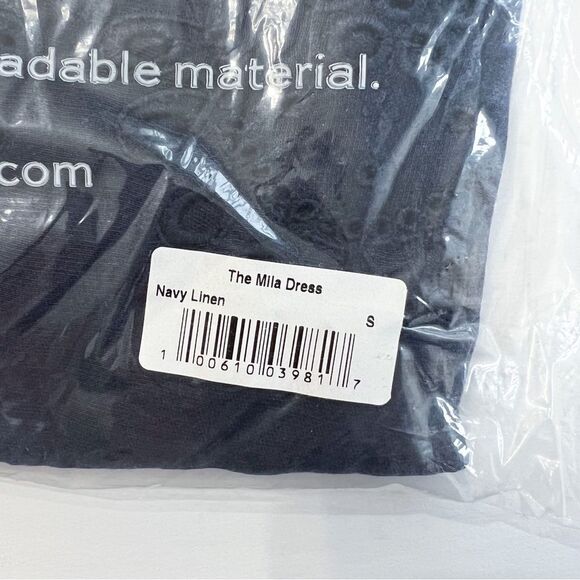 Hill House Milla Navy Linen One Shoulder Dress - Picture 5 of 5